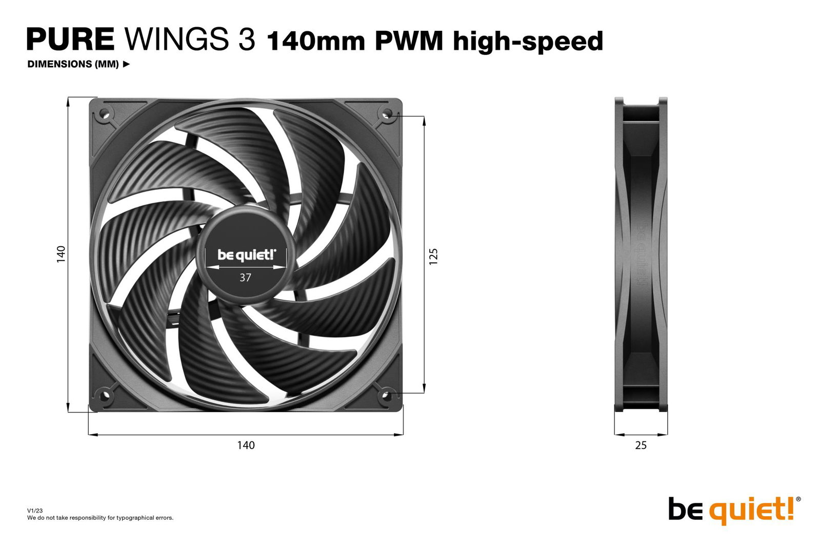 CASE FAN 140MM PURE WINGS 3/PWM HIGH-SPEED BL109 BE QUIET